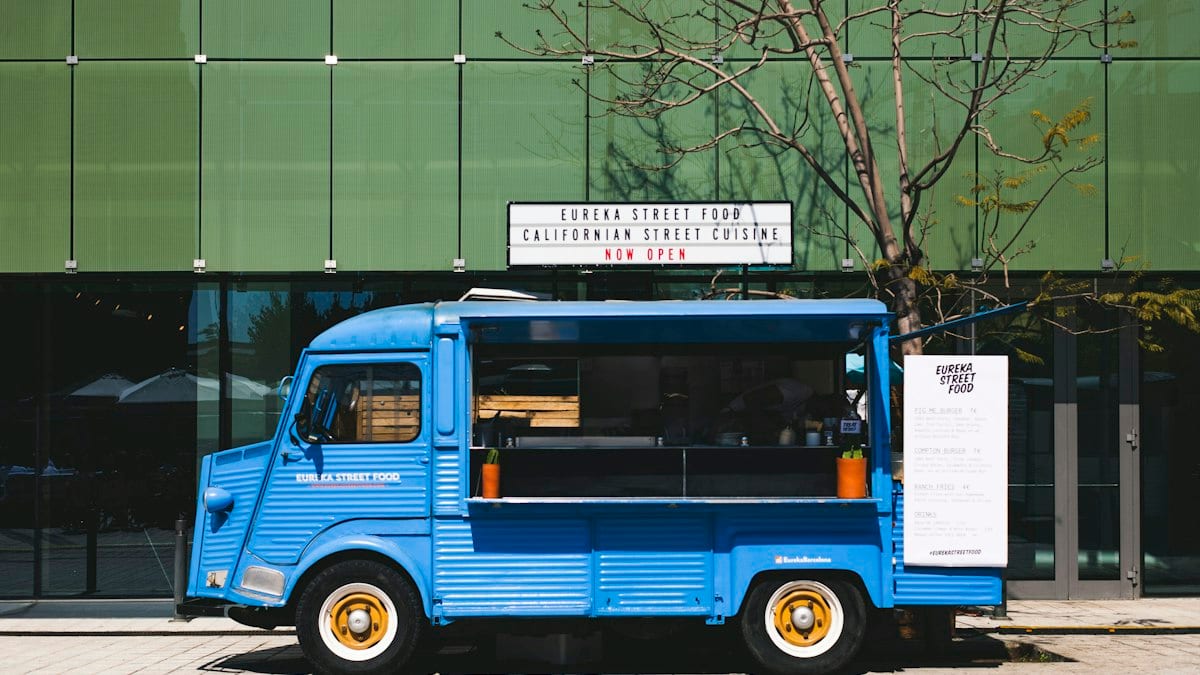 blue vehicle