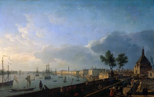 Tableau peint en 1759 par Claude-Joseph Vernet dans la série des Vues des ports de France. Musée national de la Marine, 165 X 263 cm.