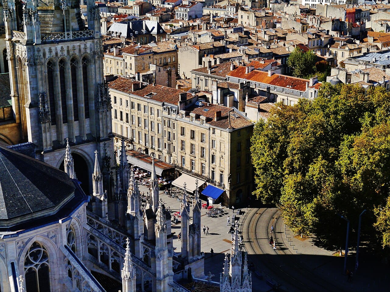 View from Pey-Berland Tower to the Pey Berland Square, Bordeaux, Department of Gironde, Region of Aquitaine, France