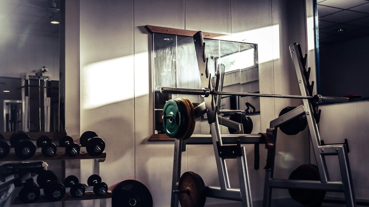 barbell on rack